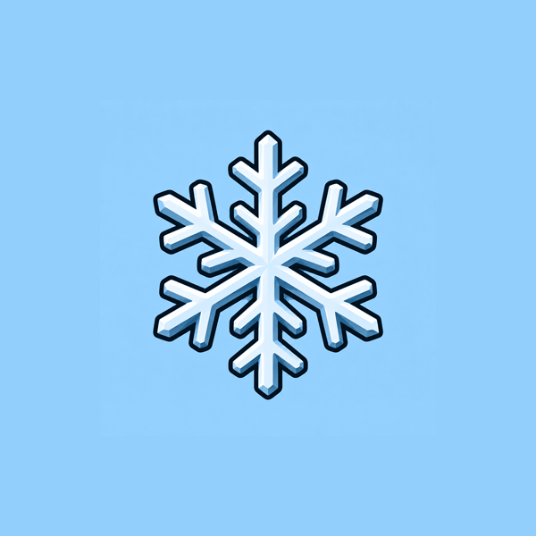White snowflake icon outlined in black on a light blue background.